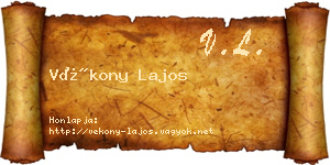 Vékony Lajos névjegykártya